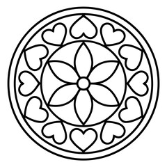 Floral Heart Mandala: A delicate mandala, intricate heart and floral designs. Embrace the balance and harmony in this artistic rendition. 