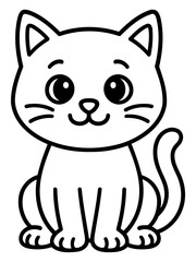 Cheerful Cat: An adorable cat, with a charming smile and perked-up ears, sits in a pose, ready to play, exuding warmth and friendliness.