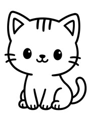 Cute Cartoon Cat: This endearing cartoon image features a playful, outlined kitty with big eyes, illustrating its adorable charm.