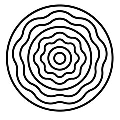 Concentric Waves: A captivating black and white graphic showcases a series of concentric, undulating wave-like lines within a circle, symbolizing energy, growth, and interconnectedness.