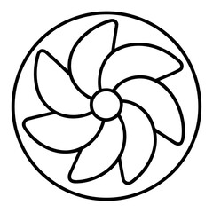 Cooling Fan's Precision: A precise, clean outline of a cooling fan, ideal for illustrating concepts of ventilation, airflow, and mechanics. 