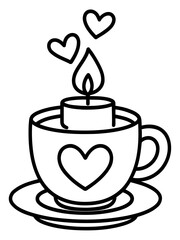 Love and Warmth: A candle in a cup, radiating warmth and love, with heart symbols that enhances the cozy feeling. 