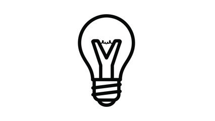 Simple black outline of a light bulb symbolizes a new idea, creative solution, innovation, and bright intelligence for business success.