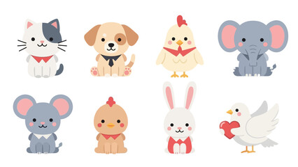 Fototapeta premium Collection of Cartoon Animals and Creatures.