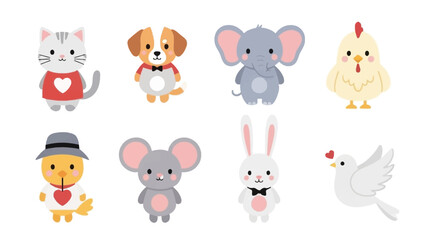 Obraz premium Cute Cartoon Animals Collection with Various Characters.