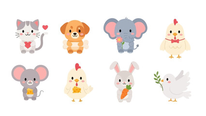 Obraz premium Cute Cartoon Animals Collection with Various Species.