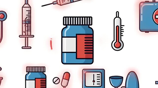 Medical Equipment Collection Seamless Pattern Animation Footage