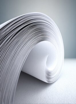 Close-up of rolled white paper with softly lit folds and shadows, studio background