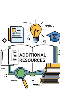 Open Book With Additional Resources Lightbulb Magnifying Glass and Graduation Cap