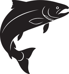 Atlantic Salmon Silhouette on White Background © Ansar