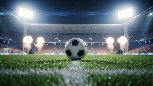 Football Soccer Ball Center Line Stadium Pitch Night Sports Arena Lighting