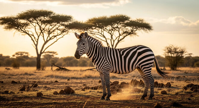 zebra at sunset