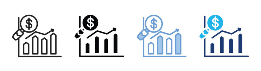 Analysis icon set multiple style collection
