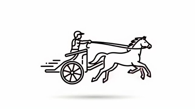 Line Art Chariot Race Animation: Horse and Driver in Motion
