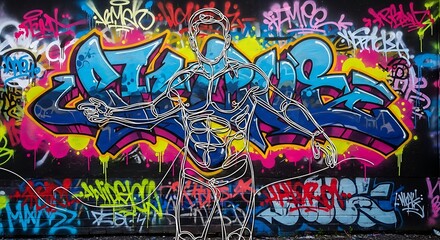 Obraz premium Dynamic Graffiti Art - A Vibrant Urban Expression of Creativity.