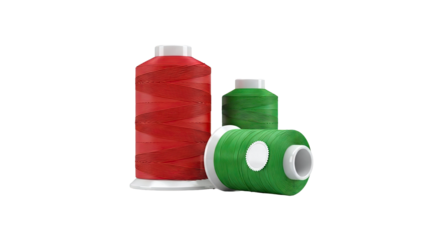 Three spools of thread: red and green