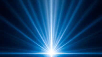 Bright blue light beam radiating from a single point