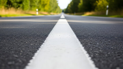 Fototapeta premium A deserted road stretching into the distance with a white line down the center