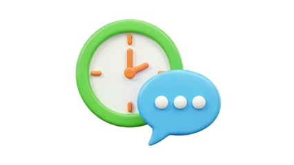 3D Clock and Speech Bubble Icon