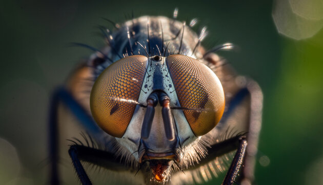 Close-up of a dragonfly's head showing compound eyes and antennae.