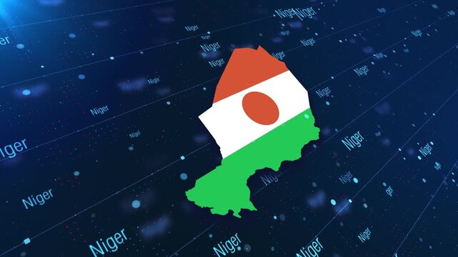 Niger Geographic Map and Flag Animated Motion Graphic Background