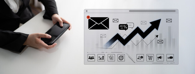 A dashboard for tracking email marketing analytics. The growth chart visualizes the campaign's performance, open rates, and success in reaching business targets. Fermion