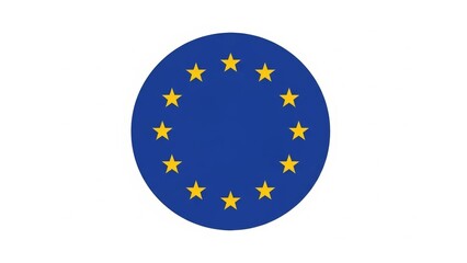 European union flag with twelve yellow stars on blue background