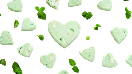 Mint green heart shaped candies valentine's day decoration