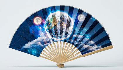 宇宙と和が調和する幻想的な扇子：Cosmic Harmony Japanese Fan
