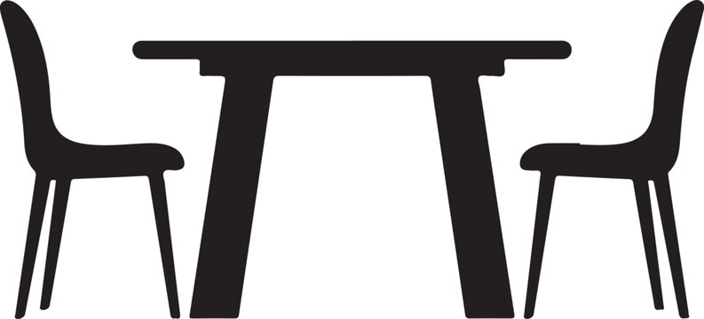Dining Table Silhouette on White Background