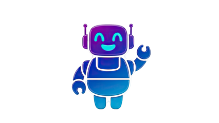 Friendly Blue and Purple Robot Waving Hello