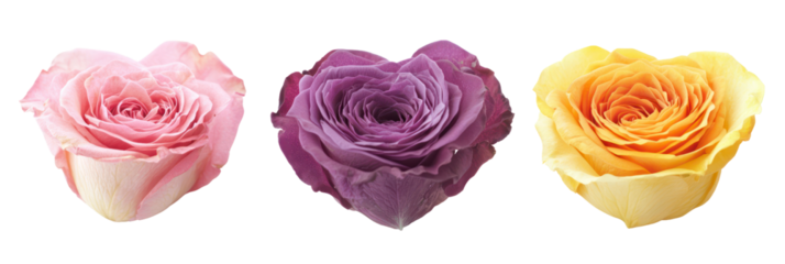 Valentine's day heart-shaped roses, love concept, floral arrangement, romantic decor, isolated on transparent background