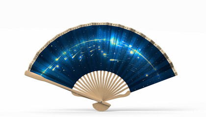 流星群が舞う幻想的な和扇子：Meteor Shower Japanese Fan
