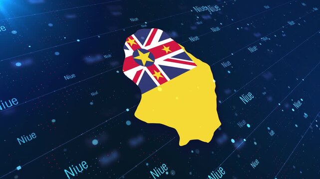 Niue Geographic Map and Flag Animated Motion Graphic Background