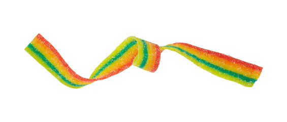 rainbow sour jelly candy strip chewy texture isolated