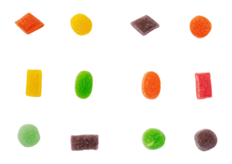 collection of colorful jelly candies on white