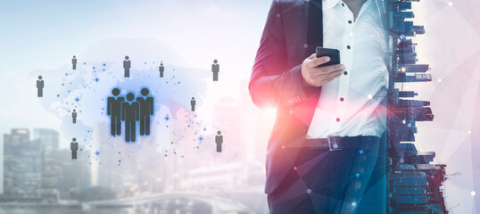 Global human network and workforce distribution highlight human, network, and global presence through digital connection and team coordination Vouch