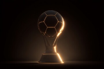 Glass Football Trophy with Golden Glow, Championship Concept