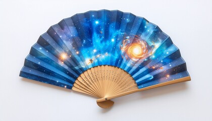 銀河が広がる幻想的な和扇子：Galactic Japanese Folding Fan
