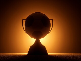 Glass Football Trophy with Golden Glow, Championship Concept