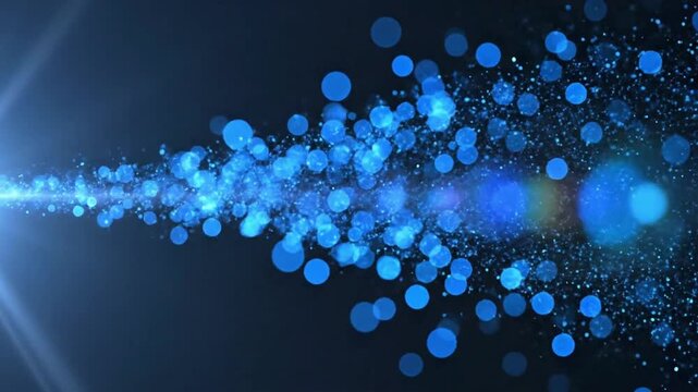 Bright blue light with particles and bokeh effects