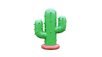 3D Rendered Cartoon Saguaro Cactus with Spikes