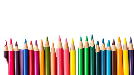 Colorful pencils on transparent background