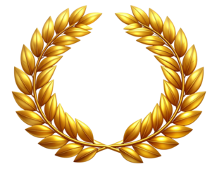 Golden laurel wreath isolated on transparent background isolated on transparent background