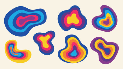Obraz premium Abstract Colorful Liquid Shapes Set with Wavy Layers.