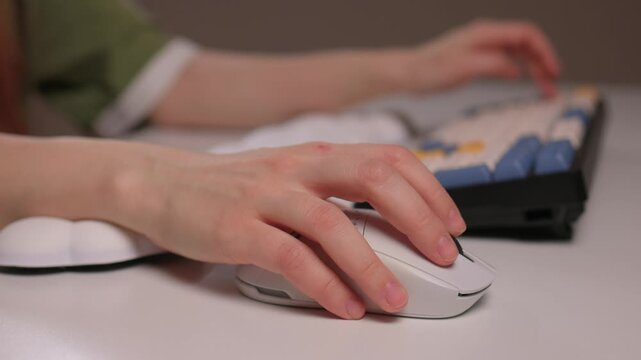 Keyboard setup showcase, Ergonomic mechanical keyboard display, Closeup of tactile switches on custom keyboard, Designer testing pastel keycaps with ergonomic wrist cushion setup