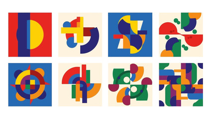 Fototapeta premium Abstract Geometric Shapes Collage, Mid-Century Modern Art Style