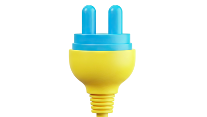 Stylized Electrical Plug with Yellow and Blue Colors