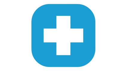 Fototapeta premium Blue Medical Cross Icon on White Background, Healthcare Symbol
