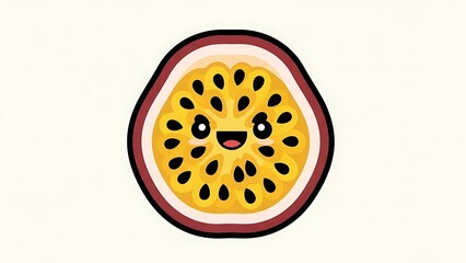 Fototapeta premium Cartoon Passion Fruit with Smiling Face